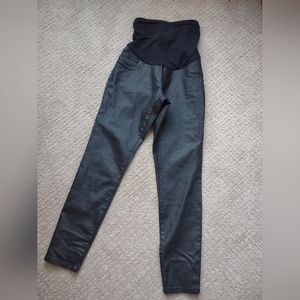 Indigo Blue Faux Leather Maternity Pants